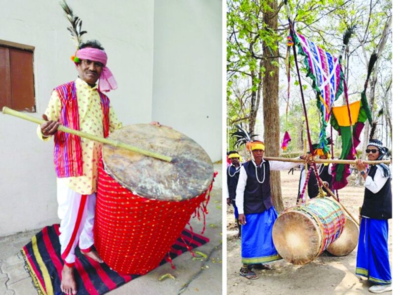 लोकवाद्य संग्राहक रिखी बस्तर से लेकर आए देश का सबसे बड़ा ढोल